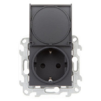 Дизайнерская розетка IP44 с заземлением, шторками и с крышкой, графит, 2450448-038 Simon, серия 24 Harmonie