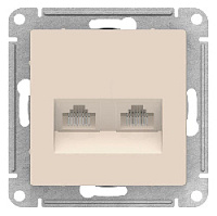 Дизайнерская розетка компьютерная RJ-45 кат. 5e, двойная, бежевый, ATN000285 Schneider Electric, серия Atlas Design