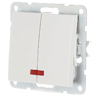 Дизайнерский выключатель с индикатором, белый, 861204-1 LK Studio, двухклавишный, серия LK60