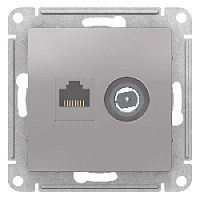 Дизайнерская розетка TV + RJ-45 кат. 5e, алюминий, ATN000389 Schneider Electric, серия Atlas Design