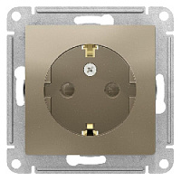 Дизайнерская розетка с заземлением и шторками, шампань, ATN000545 Schneider Electric, серия Atlas Design