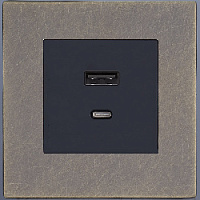 Дизайнерская розетка USB Type-C, антик, SJAN66A6A12 Salvador