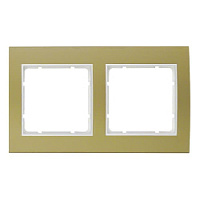 Дизайнерская рамка 2 местная, золотой/полярная белизна, алюминий, 10123046 Berker, серия B.3