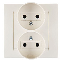 Дизайнерская розетка без заземления, двойная, бежевый, 1590457-031 Simon, серия 15