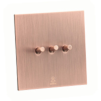 Дизайнерский выключатель Aura Медь браш, BAC3KTC Bonze трехклавишный проходной
