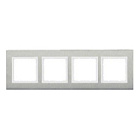 Дизайнерская рамка 4 местная, нержавеющая сталь/полярная белизна, матовый, 10143609 Berker, серия B.7
