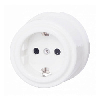 Ретро розетка с заземлением белая B1-101-01 BIRONI