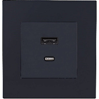 Дизайнерская розетка USB Type-C, черный, SJAN13BC12 Salvador, серия 24 Harmonie