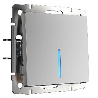 Дизайнерский выключатель с подсветкой, серебряный глянцевый, W1112106 Werkel, одноклавишный проходной