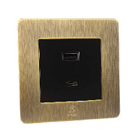 Дизайнерская розетка USB A + USB C Vega Бронза браш, BVBRUSBTC Bonze