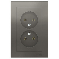 Дизайнерская двойная розетка без заземления, сталь, ATN000920 Schneider Electric, серия Atlas Design