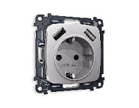 Комплект механизма электрической розетки 2USB A+A 18W (быстрая зарядка) с/з, сталь матовый, MO509010 Ambrella Volt