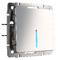 Дизайнерский выключатель с подсветкой, глянцевый никель, W1112102 Werkel, одноклавишный проходной