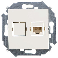 Дизайнерская розетка компьютерная RJ-45 кат. 5е и заглушка, бежевый, 1591598-031 Simon, серия 15