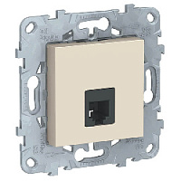 Дизайнерская розетка телефонная RJ-11, бежевый, NU549244 Schneider Electric, серия Unica New