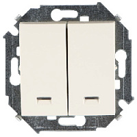 Дизайнерский выключатель с подсветкой, бежевый, 1591392-031, Simon, двухклавишный, серия 15