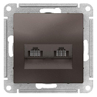 Дизайнерская розетка компьютерная RJ-45 кат. 5e, двойная, мокко, ATN000685 Schneider Electric, серия Atlas Design