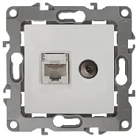Дизайнерская розетка RJ-45 + TV, белый, Б0027441 Эра, серия 12