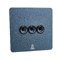 Дизайнерский выключатель Vega Черный песок, BVB3KB Bonze трехклавишный