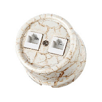 Розетка RJ11 телефонная двойная, мраморный, SQ1820-0150 TDM ELECTRIC, серия Болонь