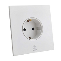 Дизайнерская розетка с/з и шторками электрическая Aura Белый лед, BAW1SS Bonze