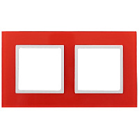Дизайнерская рамка 2 местная, красный, Б0034496 Эра, серия Elegance