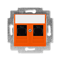 Дизайнерская розетка компьютерная 2хRJ-45 кат. 5е, оранжевый, 2CHH295118A6066 ABB, серия Levit