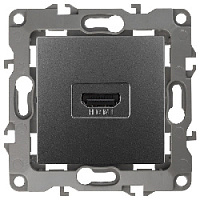 Дизайнерская розетка HDMI, графит, Б0027487 Эра, серия 12