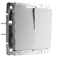 Дизайнерский выключатель, серебряный матовый, W1122065 Werkel, двухклавишный проходной