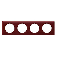 Дизайнерская рамка 4 местная, перкаль бордо, 066754 Legrand, серия Celiane