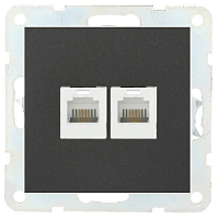 Дизайнерская розетка компьютерная 2хRJ-45 кат. 5е с накладкой, черный бархат, 866208 LK Studio, серия LK60