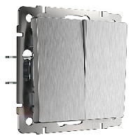 Дизайнерский выключатель, серебряный рифленый, W1120009 Werkel, двухклавишный
