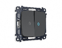 Комплект механизма 2-кл проходного выключателя с подсветкой 10000K голубой свет, графит мягкое касание, MO904040 Ambrella Volt, двухклавишный