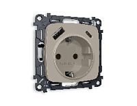 Комплект механизма электрической розетки 2USB A+C 20W (быстрая зарядка) с/з, серо-бежевый матовый, MO370010 Ambrella Volt