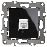 Дизайнерская розетка телефонная RJ-11, черный, Б0014716 Эра, серия 12