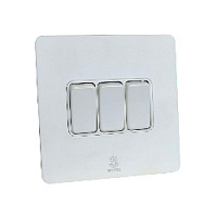 Дизайнерский выключатель Vega Белый лед, BVW3KB Bonze трехклавишный