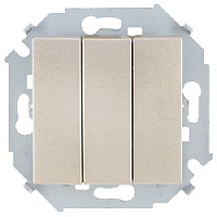 Дизайнерский выключатель, шампань, 1591391-034, Simon, трехклавишный, серия 15