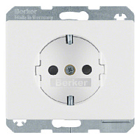 Дизайнерская розетка с заземлением и шторками, полярная белизна, глянцевый, 41350069 Berker, серия Arsys