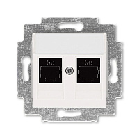 Дизайнерская розетка компьютерная 2хRJ-45 кат. 5е, жемчуг, 2CHH295118A6068 ABB, серия Levit