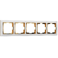 Дизайнерская рамка 5 местная, белый / золото, поликарбонат, W0051933 Werkel