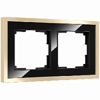 Дизайнерская рамка 2 местная, черный / латунь, акрил, цинковый сплав, W0022852 Werkel