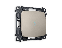 Комплект механизма 1-кл проходного выключателя с подсветкой 10000K голубой свет, серо-бежевый матовый, MO362040 Ambrella Volt, одноклавишный