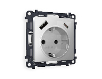 Комплект механизма электрической розетки 2USB A+C 20W (быстрая зарядка) с/з, серебро глянец, MA410010 Ambrella Volt