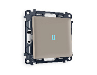 Комплект механизма 1-кл проходного выключателя с подсветкой 10000K голубой свет, серо-бежевый матовый, MA362040 Ambrella Volt, одноклавишный
