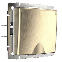 Дизайнерская розетка с заземлением, шторками и с крышкой IP44, шампань рифленый, W1171210 Werkel