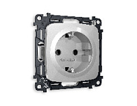 Комплект механизма электрической розетки с/з на винтовых зажимах, серебро глянец, MO406010 Ambrella Volt