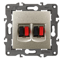 Дизайнерская аудио розетка двойная, шампань, Б0034329 Эра, серия Elegance