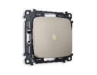 Комплект механизма 1-кл проходного выключателя с подсветкой 3200K мягкий теплый свет, серо-бежевый матовый, MO362030 Ambrella Volt, одноклавишный