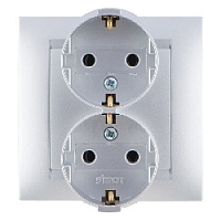 Дизайнерская розетка с заземлением, двойная, алюминий, 1590459-033 Simon, серия 15