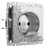 Дизайнерская розетка с заземлением, серебряный, W1271006 Werkel, серия Hammer